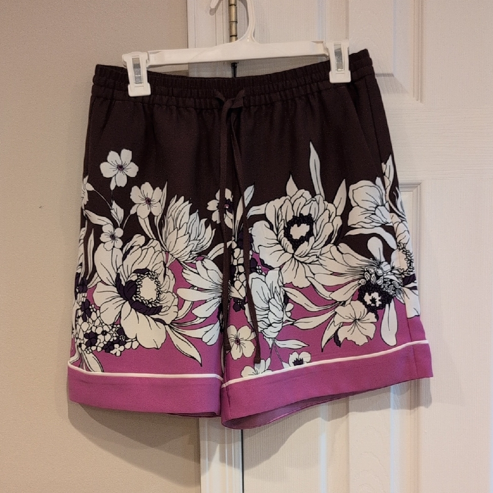 Express Black and Pink Floral Athletic Shorts